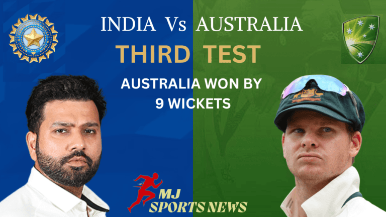 Australia defeated India by 9 wickets in Third test match